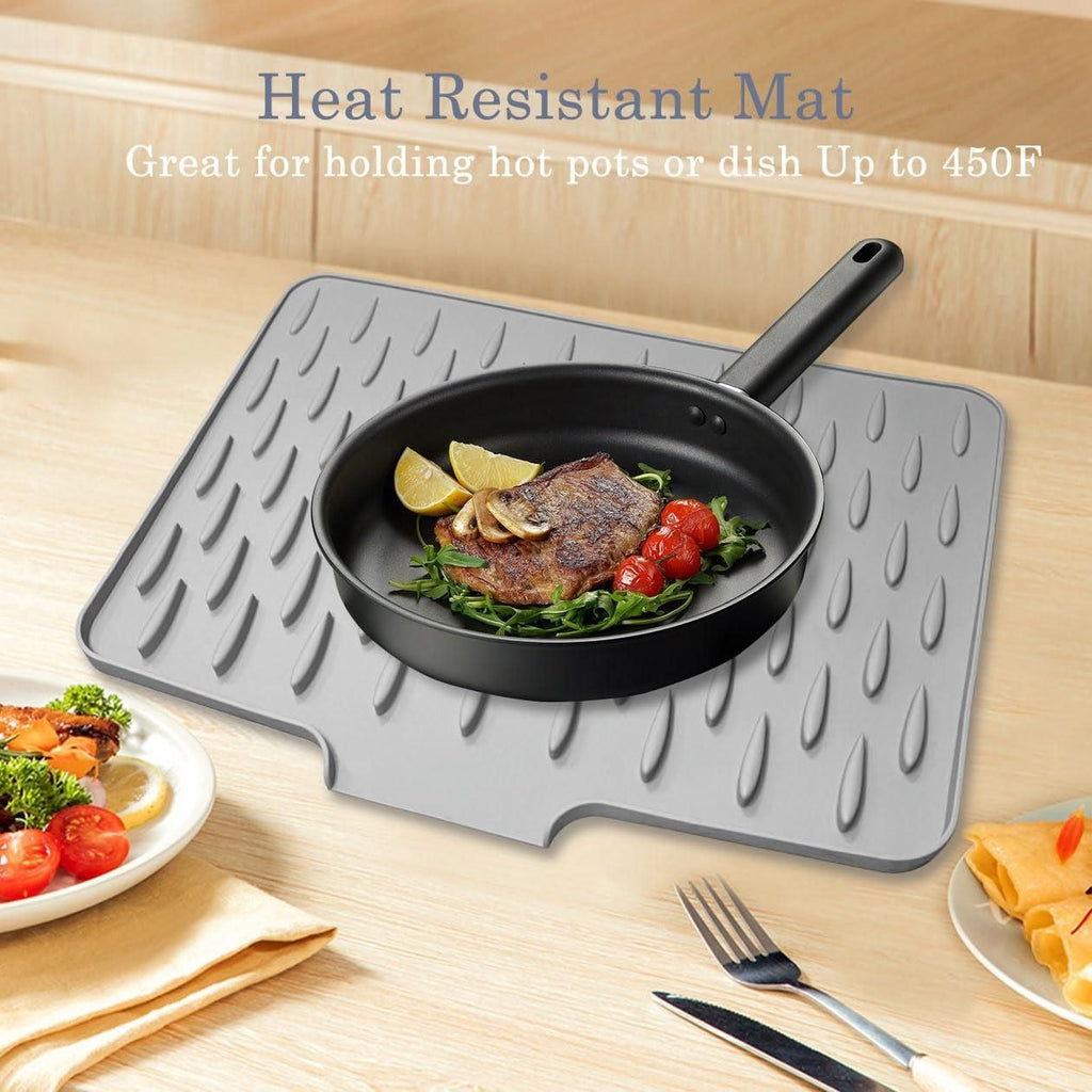 Silicone Dish Drying Mat for Kitchen | Quick Dry Anti-Slip Drain Mat