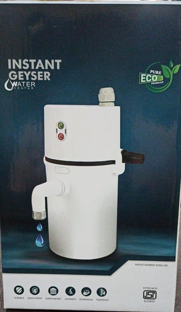 Instant Electric Water Geyser (Random Colours) | Fast Heating Portable Geyser for Kitchen & Bathroom