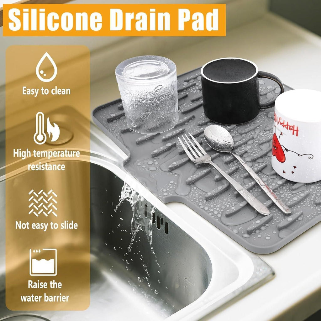 Silicone Dish Drying Mat for Kitchen | Quick Dry Anti-Slip Drain Mat
